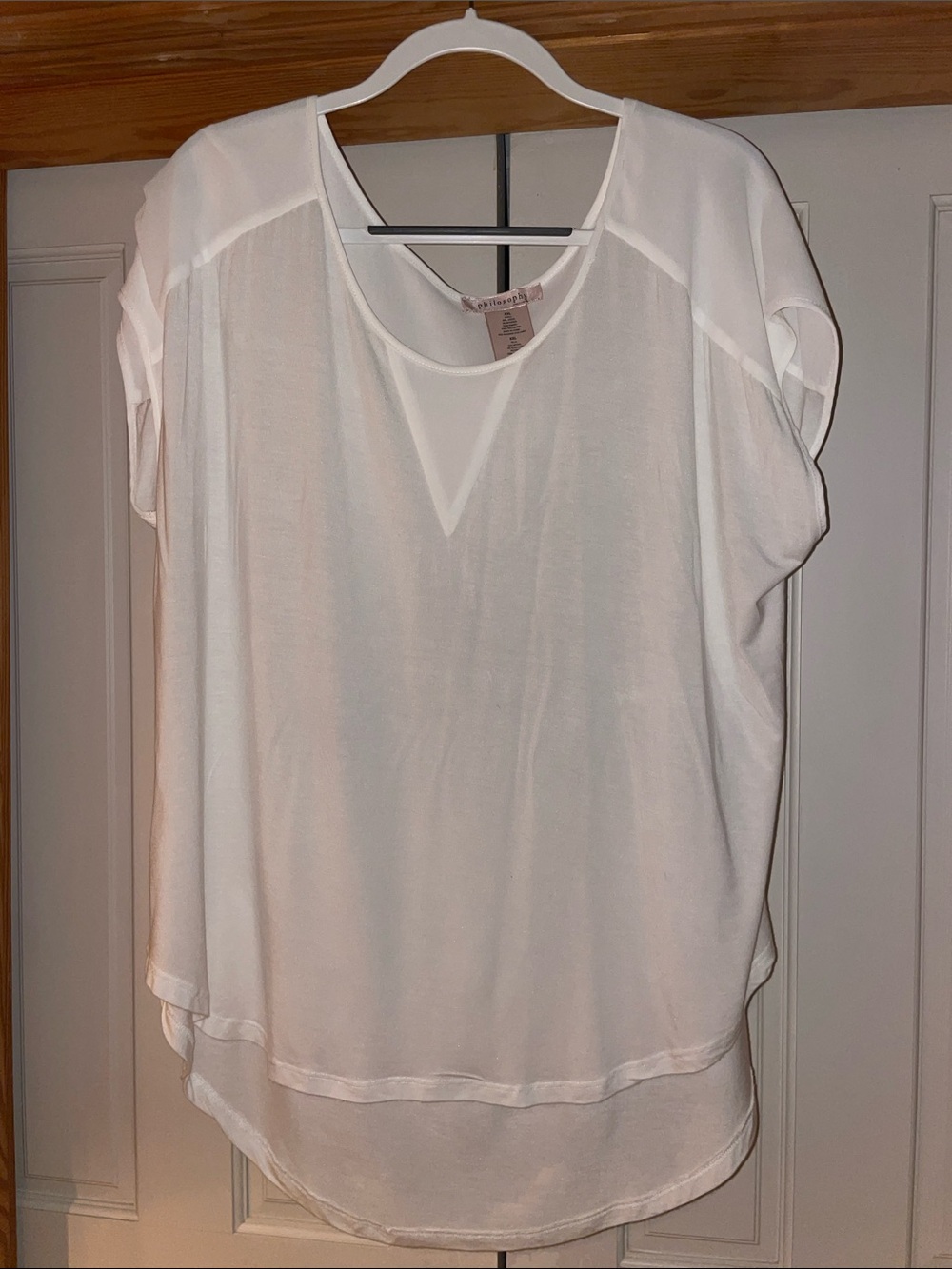 Philosophy Lightweight White Short-Sleeve Layered Blouse Size XXL